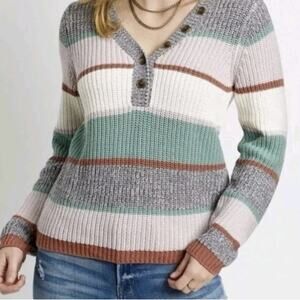 Maurices Striped Henley Sweater NEW Size XL